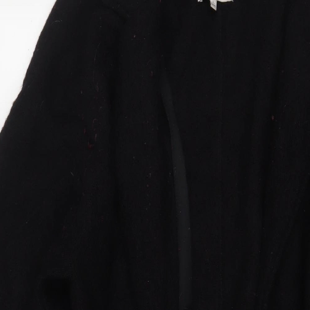 NICOLE FARHI Womens Black V-Neck Wool Cardigan Jumper Size L - Belted