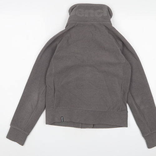 Bench Womens Grey Jacket Size S Zip - Logo, Embroidered