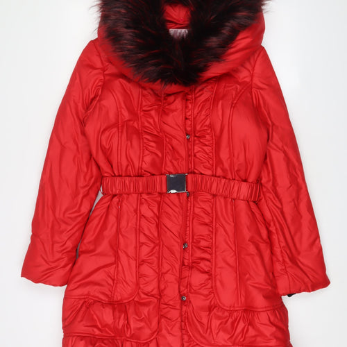 Libra Womens Yellow Quilted Coat Size 10 Zip - Belted