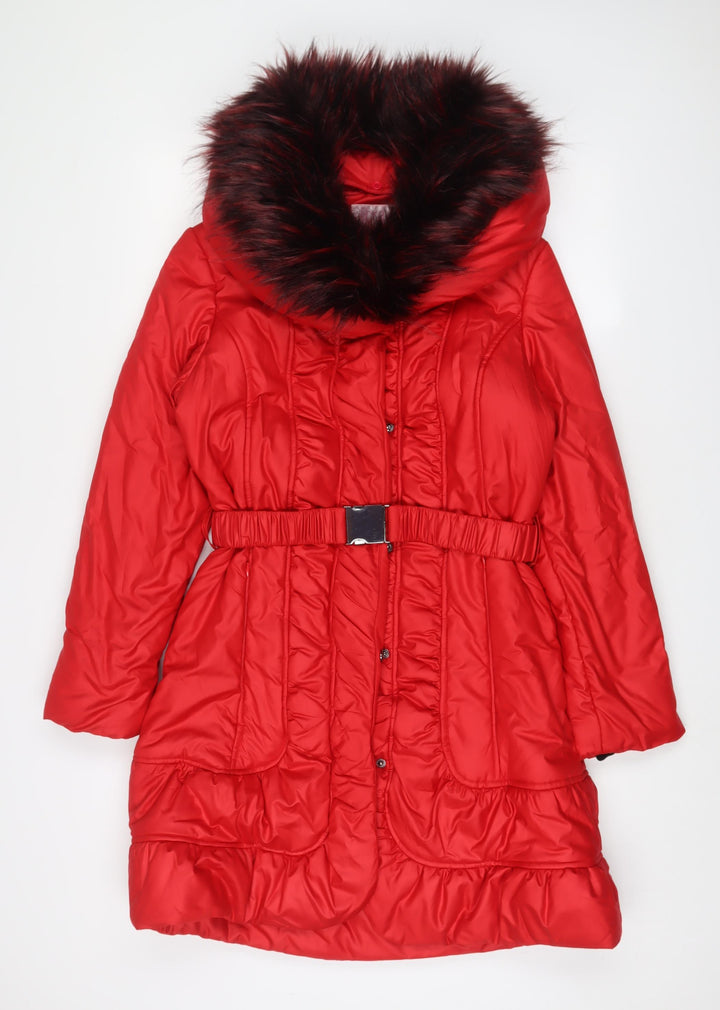 Libra Womens Yellow Quilted Coat Size 10 Zip - Belted