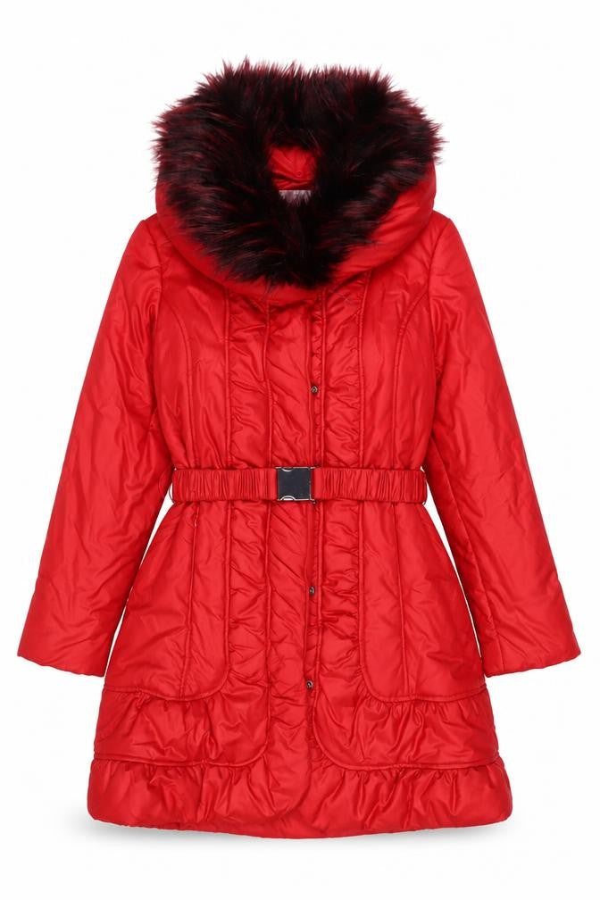 Front view of Libra women’s yellow quilted coat, size UK 10, zip - belted