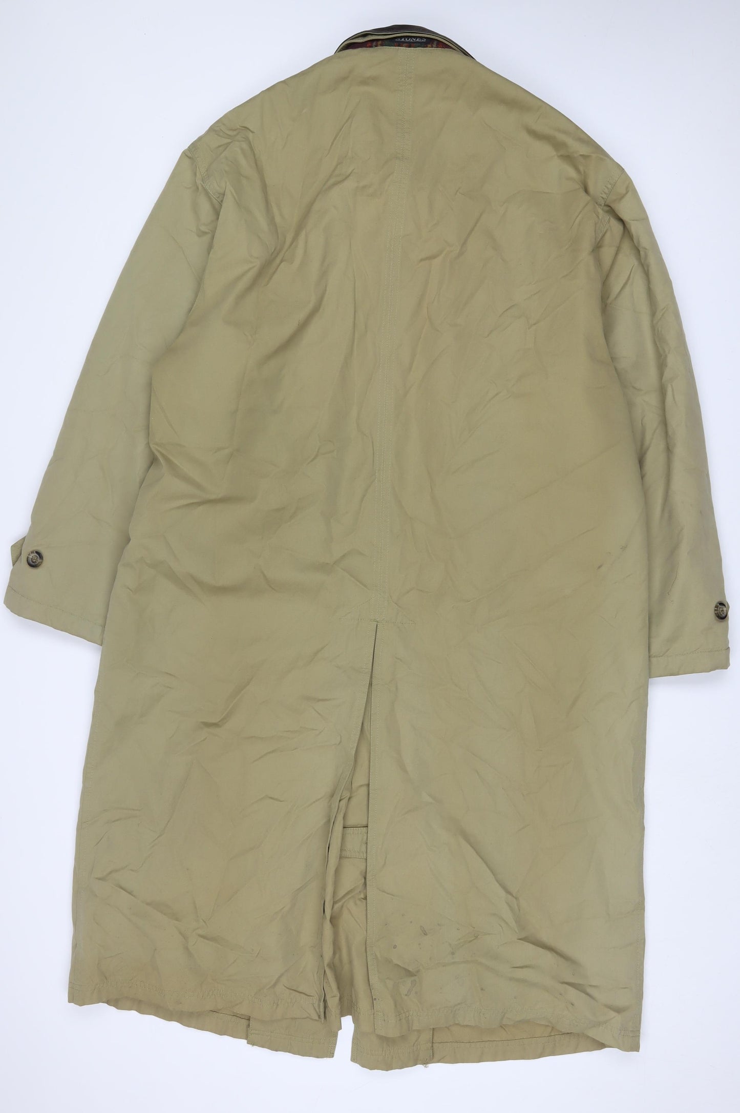 STONES Mens Beige Overcoat Coat Size XL Button - Pockets