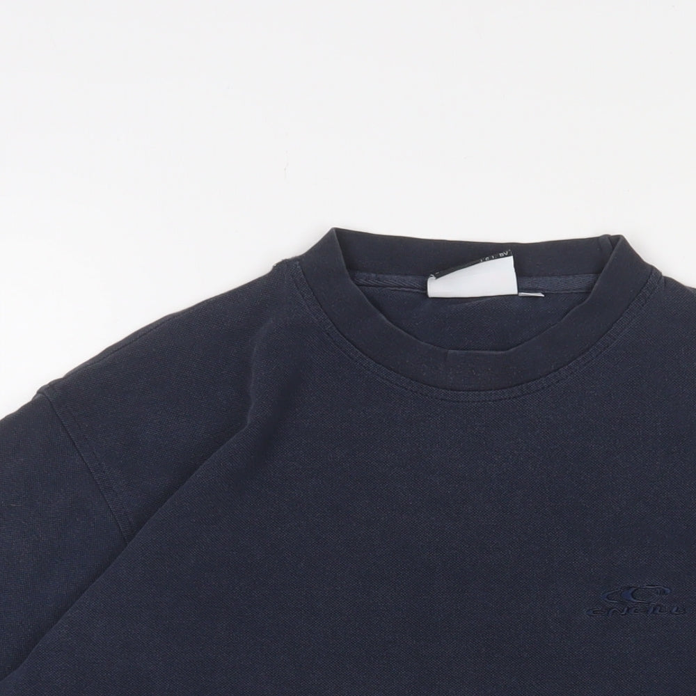 Oneills Mens Blue Cotton T-Shirt Size M Crew Neck - Logo, Embroidered