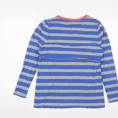 mamas & papas Womens Blue Striped Cotton Basic T-Shirt Size 12 Crew Neck