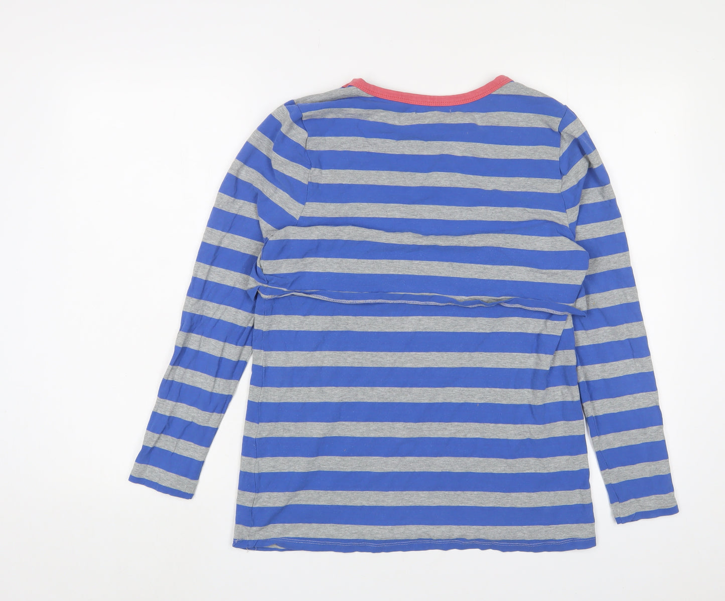 mamas & papas Womens Blue Striped Cotton Basic T-Shirt Size 12 Crew Neck