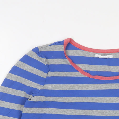 mamas & papas Womens Blue Striped Cotton Basic T-Shirt Size 12 Crew Neck