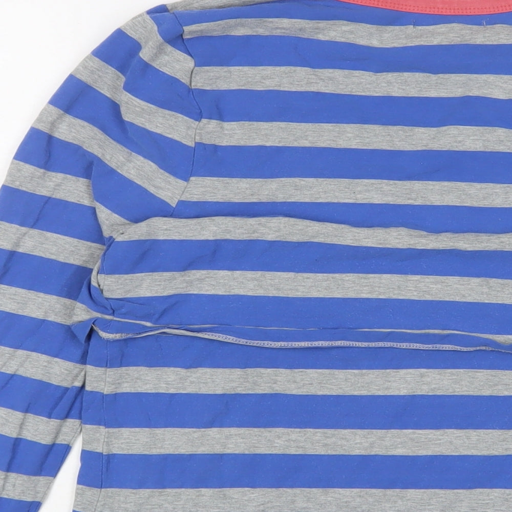 mamas & papas Womens Blue Striped Cotton Basic T-Shirt Size 12 Crew Neck