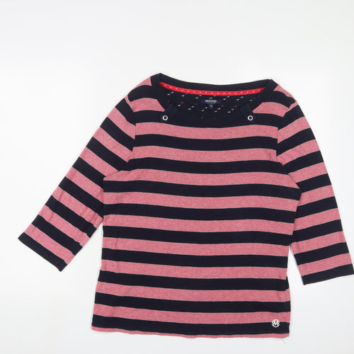 Maine Womens Red Striped Cotton Basic T-Shirt Size 18 Boat Neck