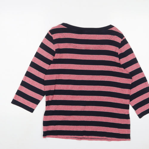 Maine Womens Red Striped Cotton Basic T-Shirt Size 18 Boat Neck