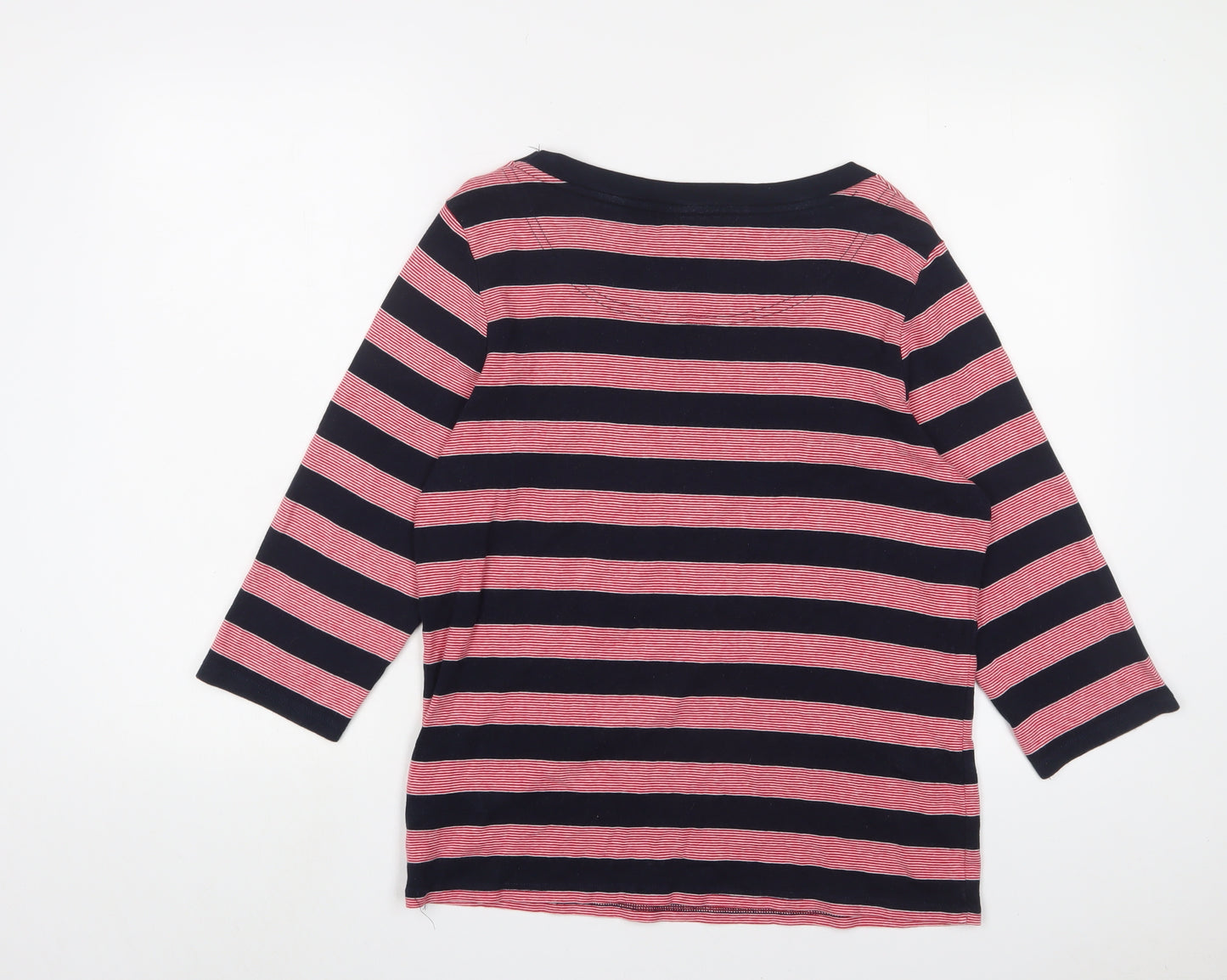 Maine Womens Red Striped Cotton Basic T-Shirt Size 18 Boat Neck