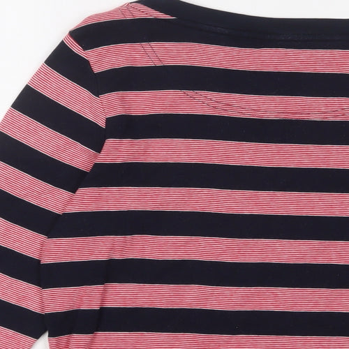 Maine Womens Red Striped Cotton Basic T-Shirt Size 18 Boat Neck