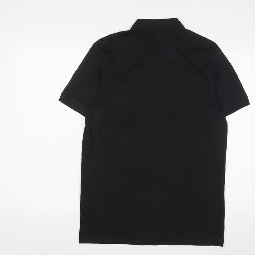 JACK & JONES Mens Black Cotton Polo Size L Collared Button - Logo