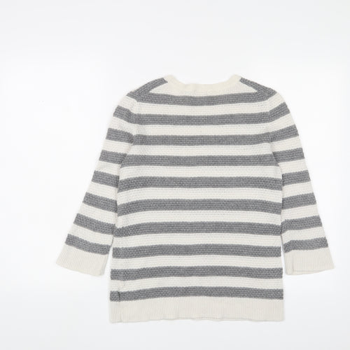 Gap Womens Grey Crew Neck Striped Wool Pullover Jumper Size S