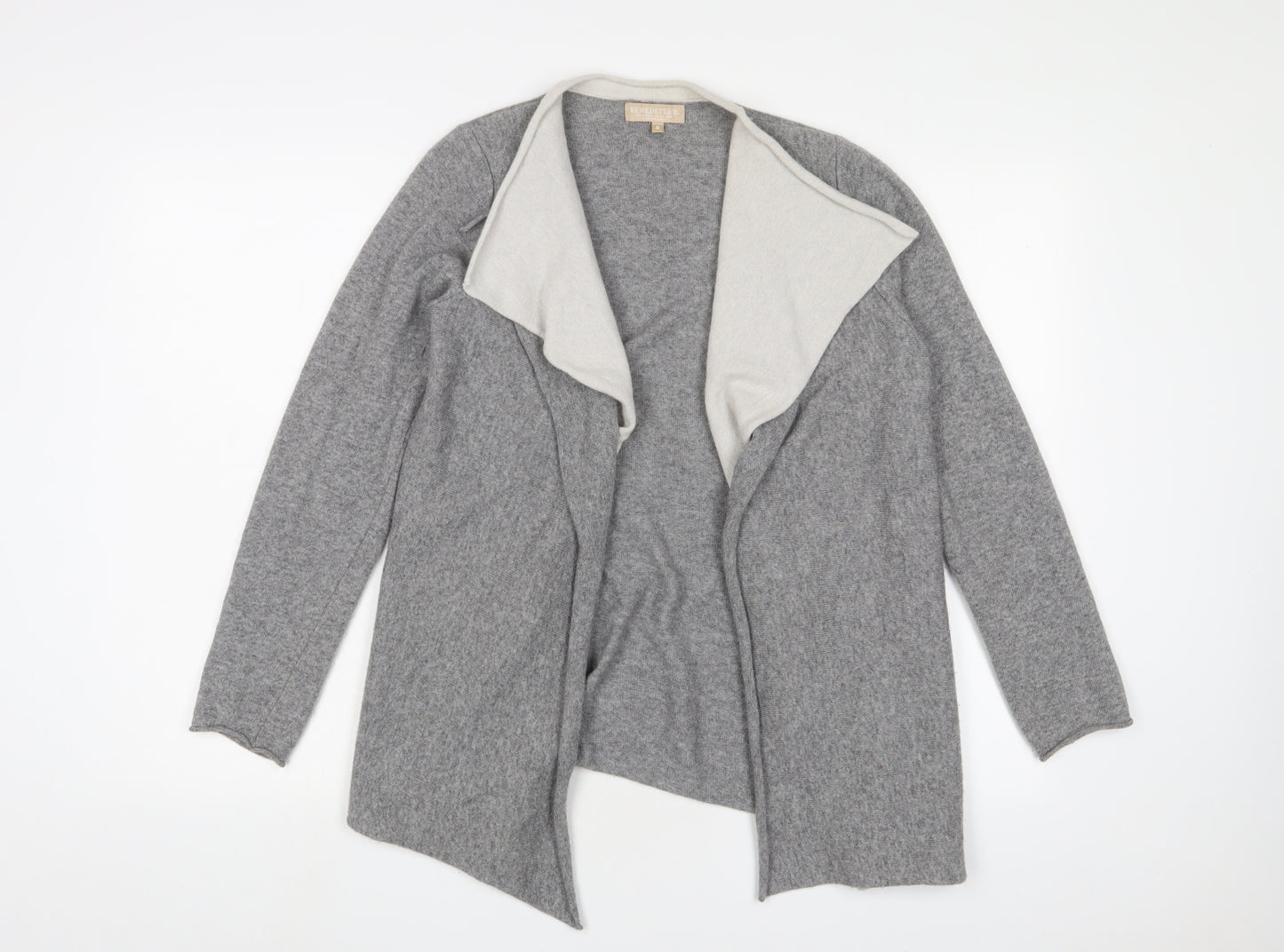 Benedetta B Womens Grey V-Neck Wool Cardigan Jumper Size S - Open