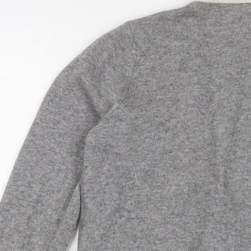 Benedetta B Womens Grey V-Neck Wool Cardigan Jumper Size S - Open