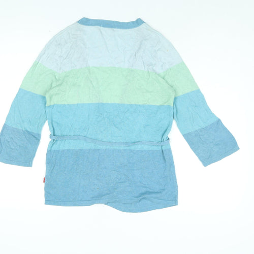 Vackray Womens Blue V-Neck Striped Linen Cardigan Jumper Size S - Belted