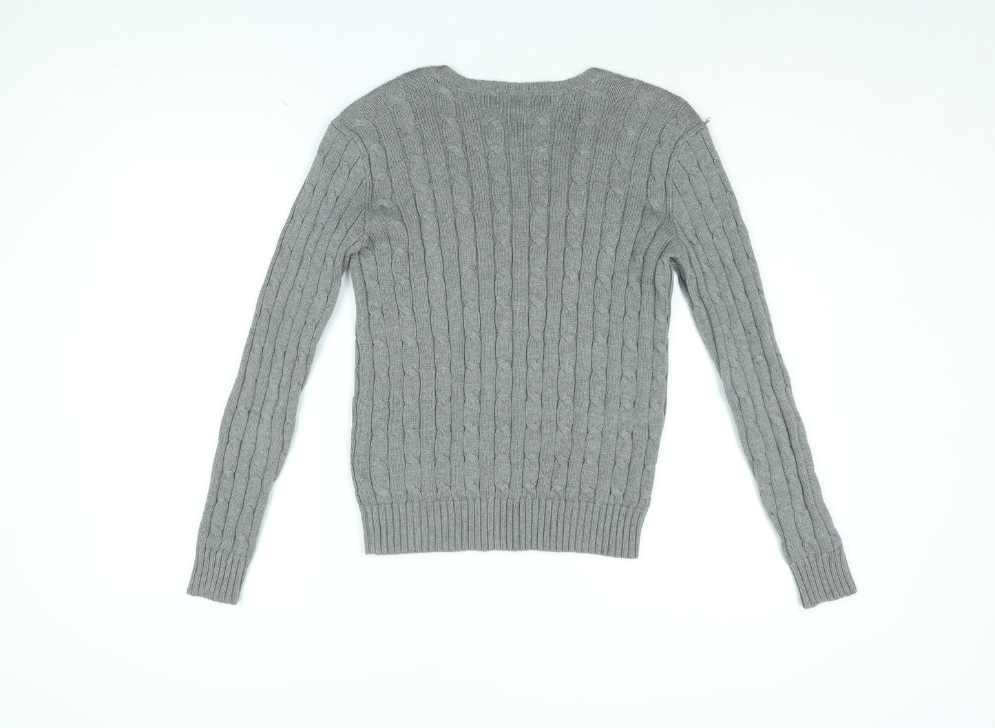 Polo Ralph Lauren Womens Grey V-Neck Cotton Pullover Jumper Size S