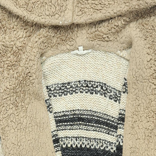 Falmer Womens Beige Geometric Overcoat Coatigan Size M