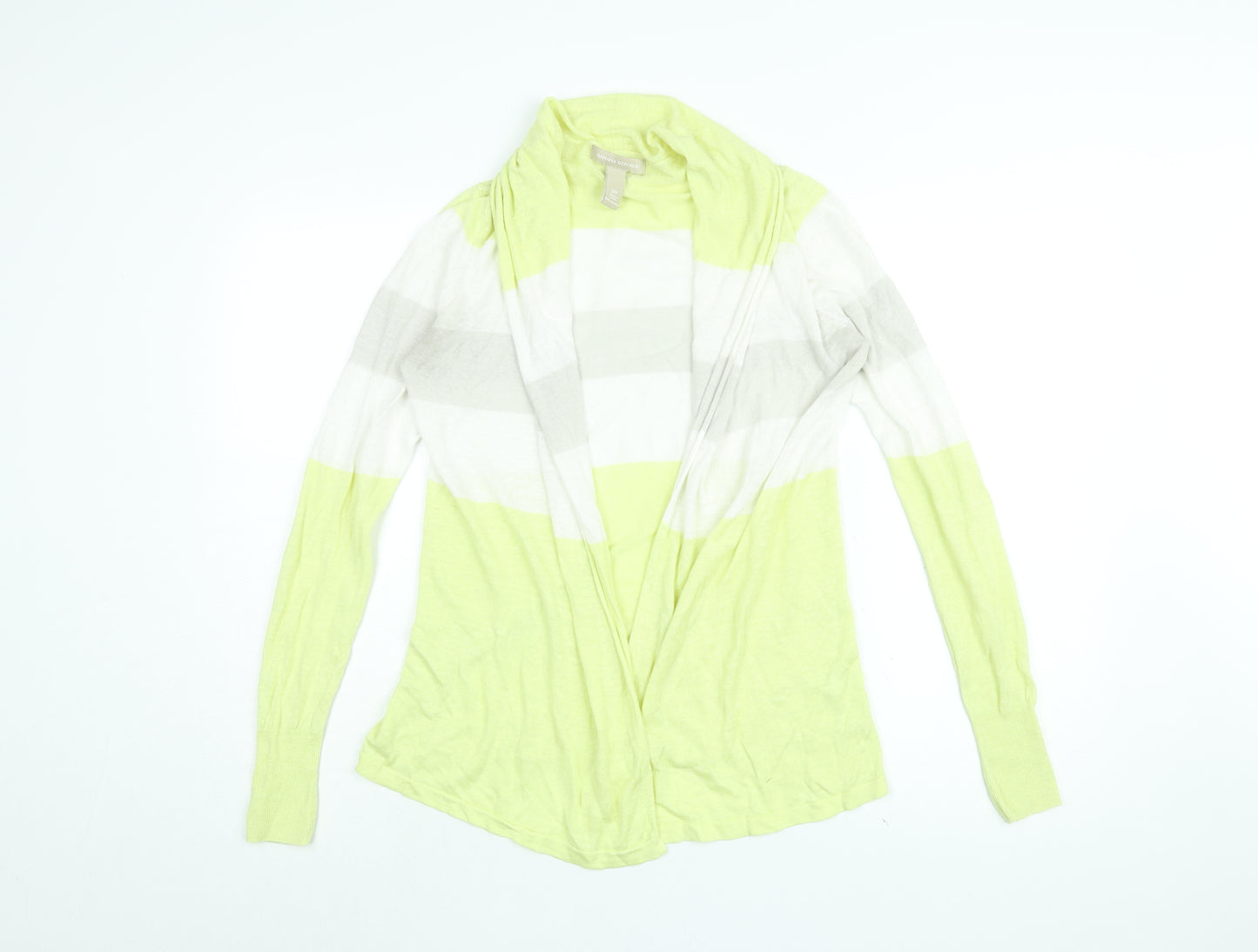 Banana Republic Womens Yellow V-Neck Striped Cotton Cardigan Jumper Size S