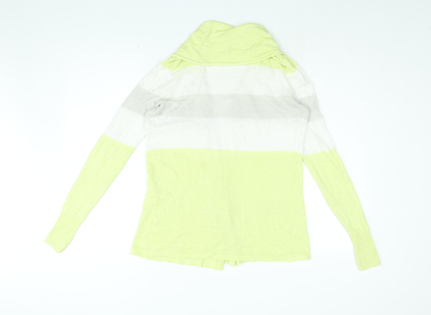 Banana Republic Womens Yellow V-Neck Striped Cotton Cardigan Jumper Size S