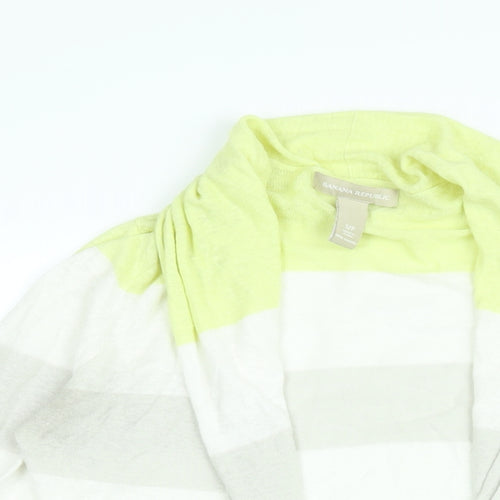 Banana Republic Womens Yellow V-Neck Striped Cotton Cardigan Jumper Size S