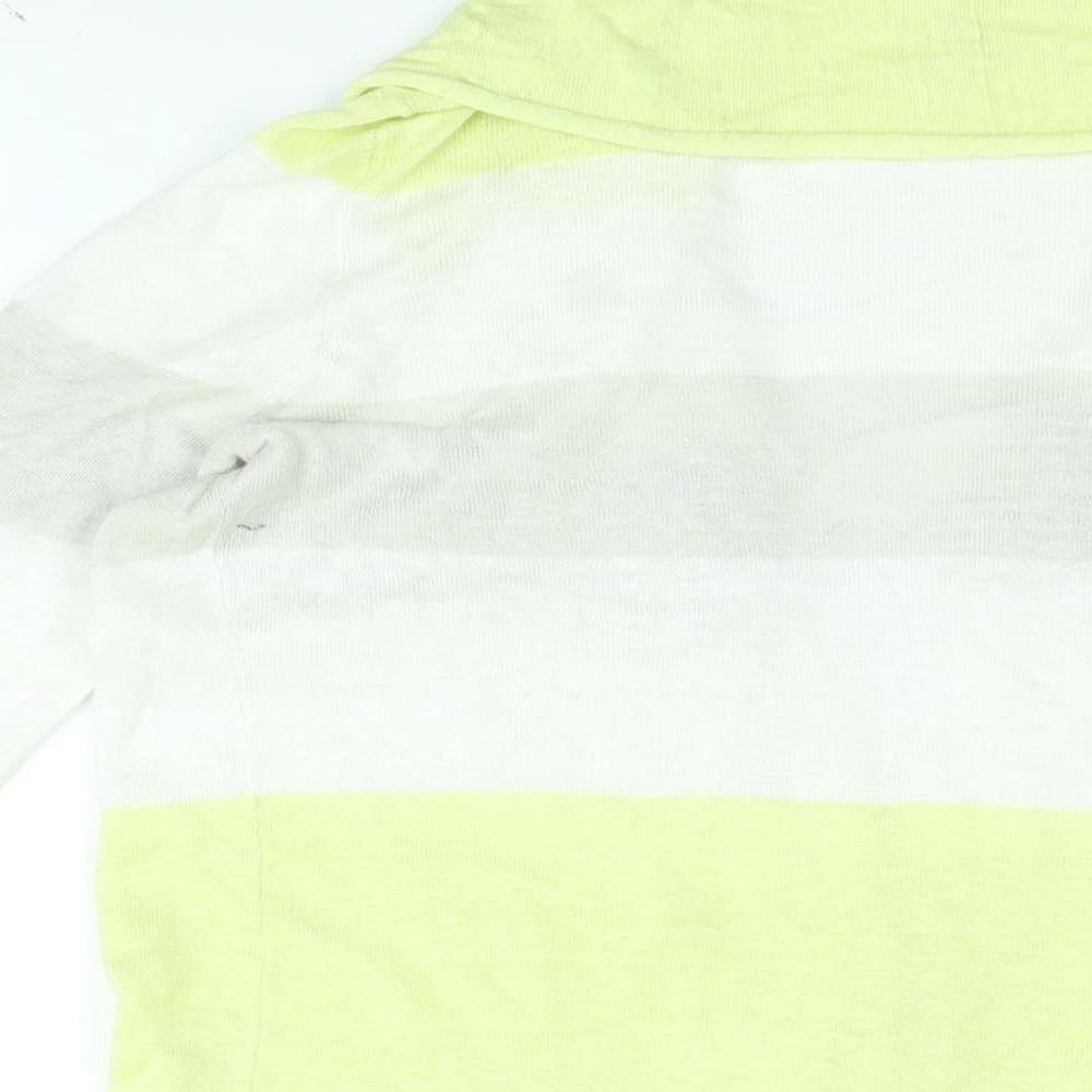 Banana Republic Womens Yellow V-Neck Striped Cotton Cardigan Jumper Size S