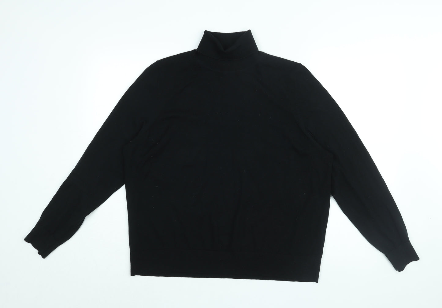 Marks and Spencer Womens Black Roll Neck Wool Pullover Jumper Size 18