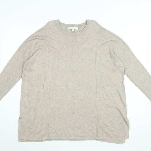 Gray & Willow Womens Beige Viscose Basic T-Shirt Size M Round Neck