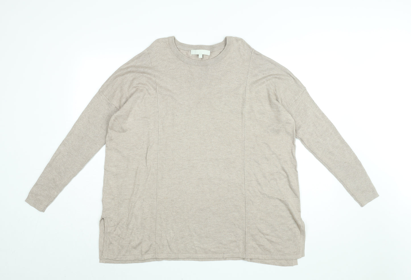 Gray & Willow Womens Beige Viscose Basic T-Shirt Size M Round Neck