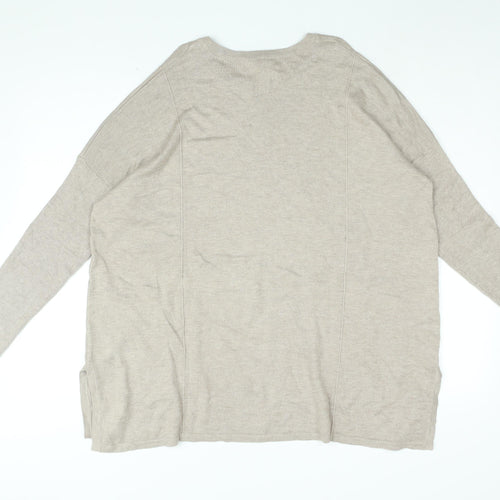 Gray & Willow Womens Beige Viscose Basic T-Shirt Size M Round Neck