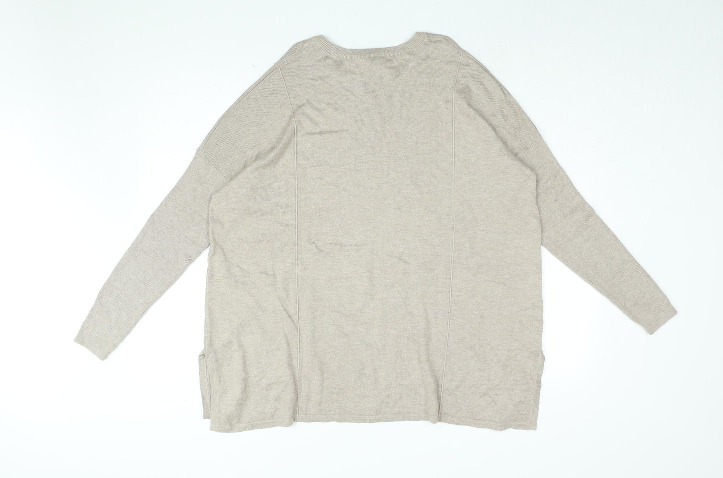 Gray & Willow Womens Beige Viscose Basic T-Shirt Size M Round Neck