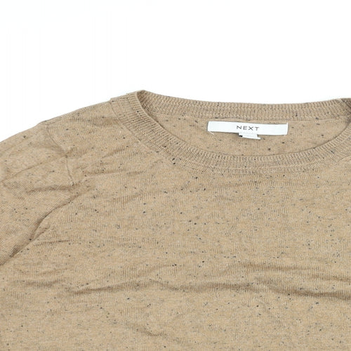 NEXT Womens Brown Viscose Basic T-Shirt Size S Round Neck