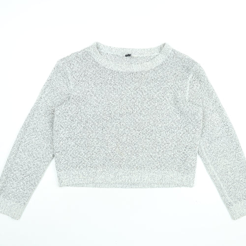 H&M Womens Grey Round Neck Acrylic Pullover Jumper Size L