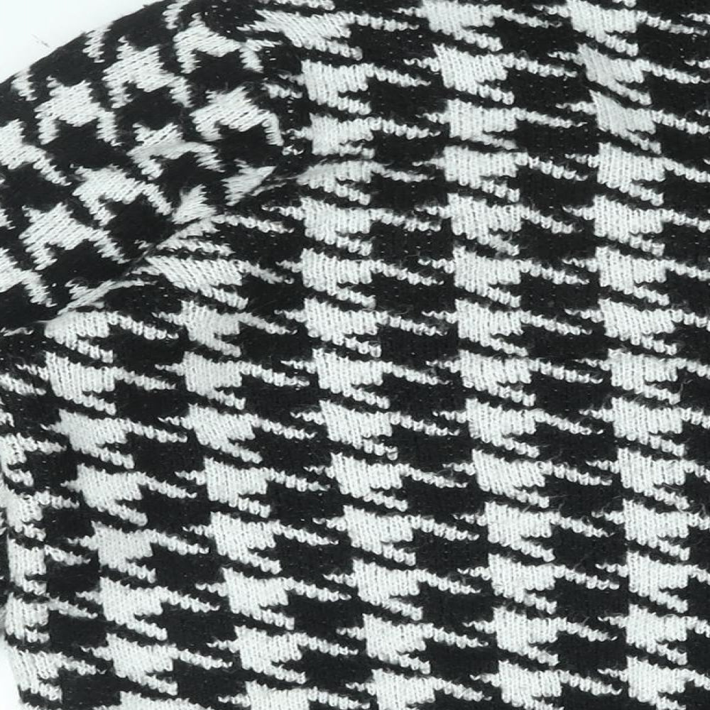 New Look Womens Black V-Neck Geometric Acrylic Cardigan Jumper Size M - Houndstooth