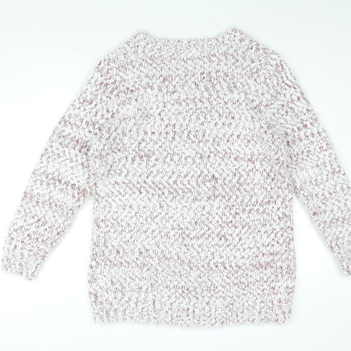 Studio Womens White V-Neck Acrylic Pullover Jumper Size 12 - Size 12-14