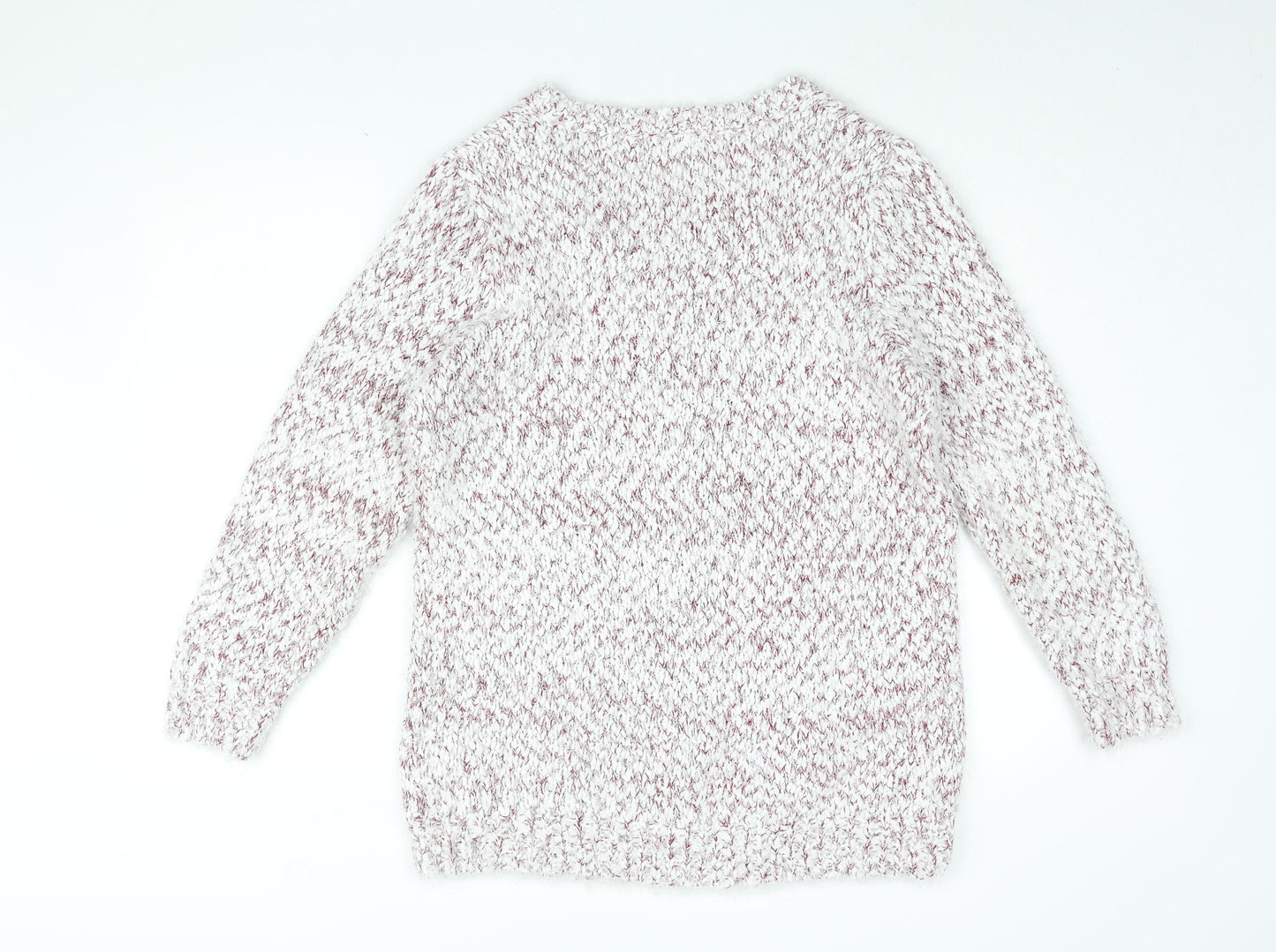 Studio Womens White V-Neck Acrylic Pullover Jumper Size 12 - Size 12-14