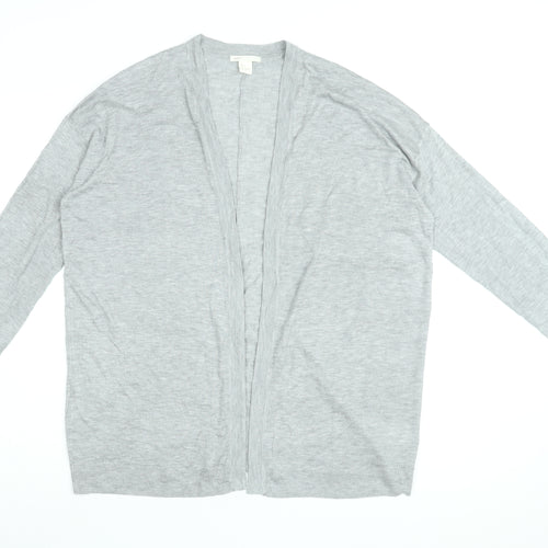 H&M Womens Grey V-Neck Viscose Cardigan Jumper Size S
