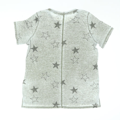 NEXT Womens Green Geometric Cotton Basic T-Shirt Size 16 Round Neck - Star Print