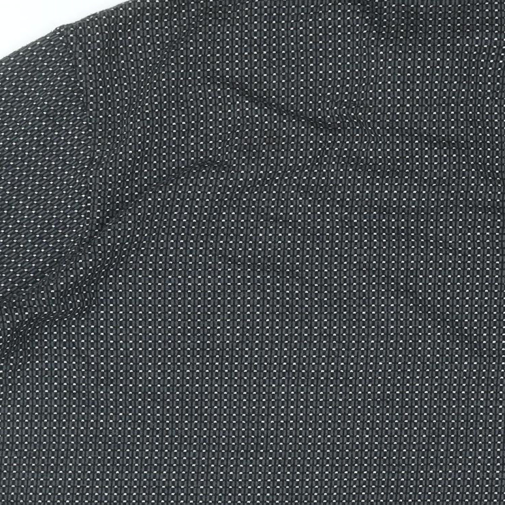 BHS Mens Black Geometric Polyester Polo Size M Collared Button