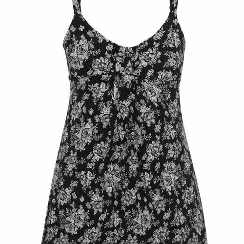 Cynthia Rowley Womens Black Floral Viscose Basic T-Shirt Size S V-Neck