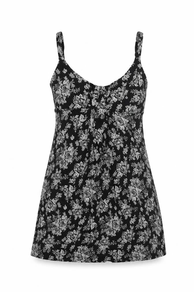 Cynthia Rowley Womens Black Floral Viscose Basic T-Shirt Size S V-Neck