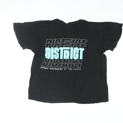 District Womens Black Cotton Basic T-Shirt Size L Round Neck - District Print