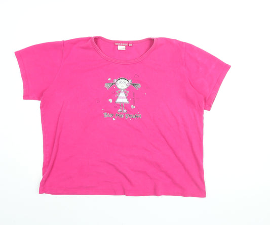 Samson & Delilah Womens Pink Cotton Basic T-Shirt Size 16 Round Neck - Buy Me Stuff!