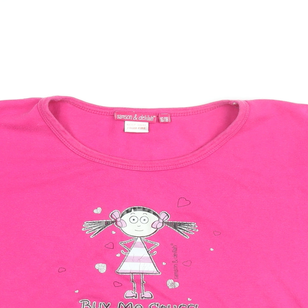 Samson & Delilah Womens Pink Cotton Basic T-Shirt Size 16 Round Neck - Buy Me Stuff!