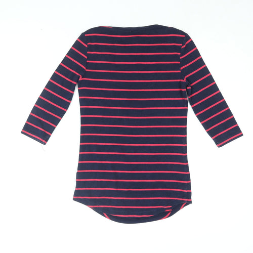 Arabella & Addison Womens Blue Striped Cotton Basic T-Shirt Size 10 Boat Neck