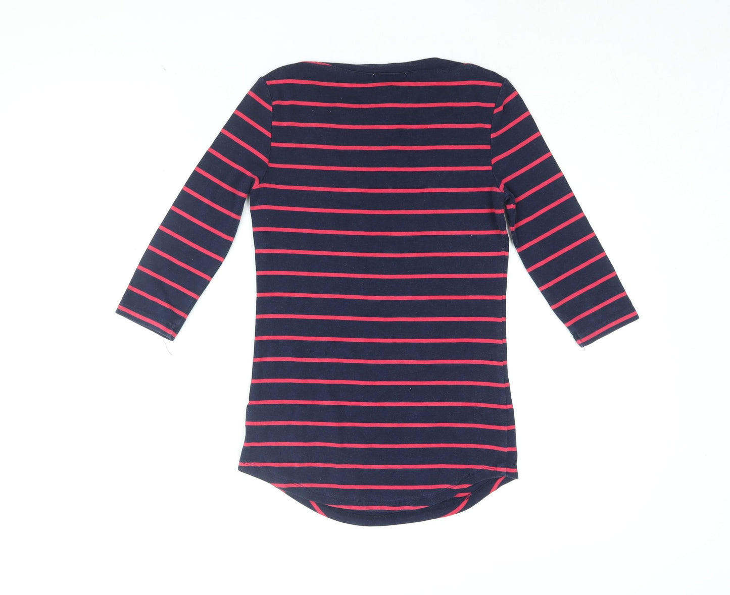 Arabella & Addison Womens Blue Striped Cotton Basic T-Shirt Size 10 Boat Neck