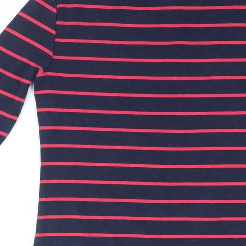 Arabella & Addison Womens Blue Striped Cotton Basic T-Shirt Size 10 Boat Neck