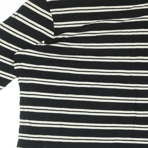 Autograph Womens Black Striped Viscose Basic T-Shirt Size 14 Round Neck