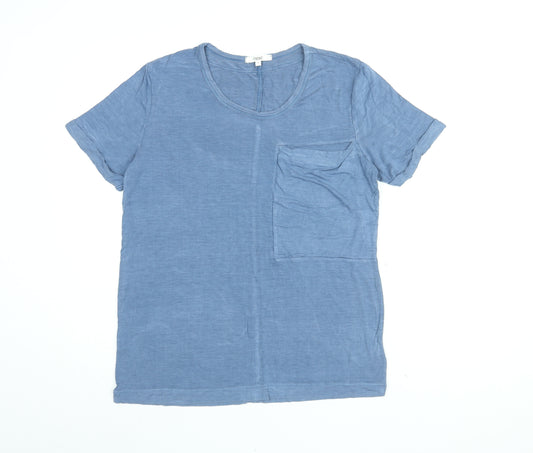 NEXT Womens Blue Viscose Basic T-Shirt Size 14 Round Neck