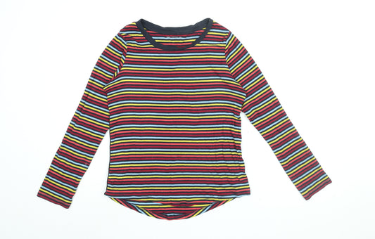 NEXT Womens Multicoloured Striped Cotton Basic T-Shirt Size 14 Round Neck